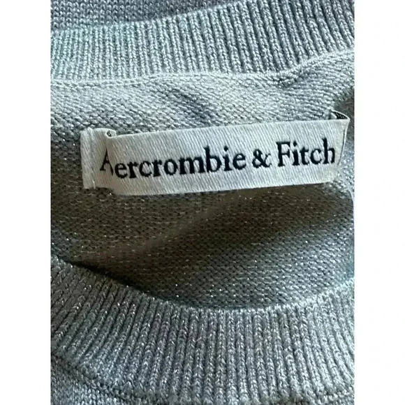 Abercrombie Sparkly Asymmetrical Ruched Mini Sweater Dress Grey Sparkle S/P - Picture 9 of 14